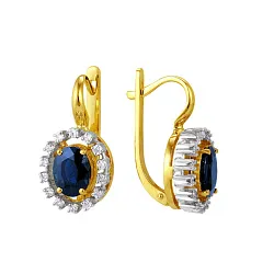 Серьги, Золото 585, Сапфир 24010240ж  Серьги, Золото 585, Сапфир 24010240ж