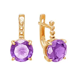 Серьги, Золото 585, Аметист С120-3778Ам