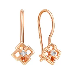 Детские серьги,  Золото 585, Фианит 02-3880 Детские серьги,  Золото 585, Фианит 02-3880