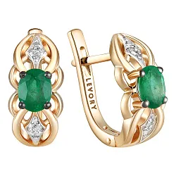 Серьги, Золото 585, Изумруд 65-41E01429-S0DDEM