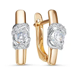 Серьги, Золото 585, Фианит 1203069 Серьги, Золото 585, Фианит 1203069