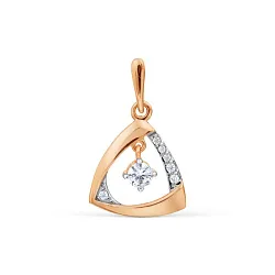 Подвеска фантазийная,  Золото 585, Фианит Т142035024