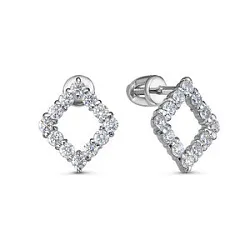 Серьги пусеты-гвоздики, Золото 585, Фианит б0502890