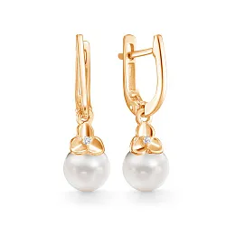 Серьги, Золото 585, Жемчуг Z2-10367