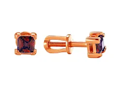 Серьги пусеты-гвоздики, Золото 585, Фианит 274807 1 2 10