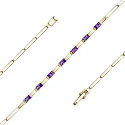 Браслет фантазийный Золото 585 
 , Аметист Бр120-5825-18Ам Браслет фантазийный Золото 585 
 , Аметист Бр120-5825-18Ам