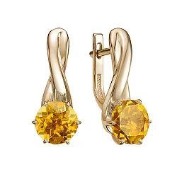 Серьги, Золото 585, Цитрин С120-7063Ц