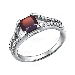 Кольцо Серебро 925, Гранат 92010901