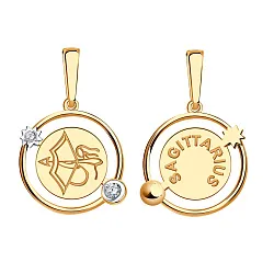 Подвеска знак зодиака Стрелец 23.11-21.12, Золото 585, Фианит 09-63-0042-00