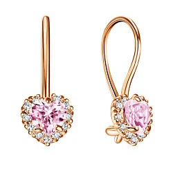 Детские серьги,  Золото 585, Фианит СргЛ46/РозФ/з585