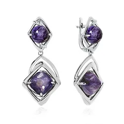 Серьги, Серебро 925, Чароит 2340460950