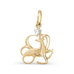 Подвеска знак зодиака Козерог 22.12-19.01, Золото 585, Фианит 030045 Подвеска знак зодиака Козерог 22.12-19.01, Золото 585, Фианит 030045
