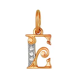 Подвеска буква Е,  Золото 585, Фианит 324207 1 1 1е Подвеска буква Е,  Золото 585, Фианит 324207 1 1 1е