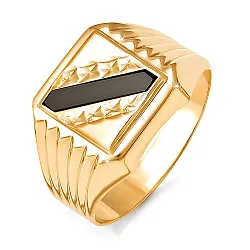 Кольцо мужское (печатка). Золото 585, Фианит 040139