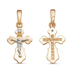 Подвеска крест, Золото 585, Бриллиант 10-14-0068