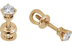 Серьги пусеты-гвоздики, Золото 585, Бриллиант 154911ю