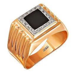 Кольцо мужское (печатка). Золото 585, Эмаль 1117017 1 1 13