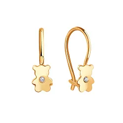 Детские серьги,  Золото 585, Фианит Т10202В276