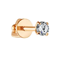 Серьги пусеты-гвоздики, Золото 585, Фианит ПУСл01-14моно/голФ/з585