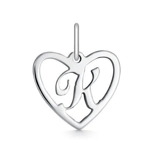 Подвеска буква К,  Серебро 925, 1-00034 Подвеска буква К,  Серебро 925, 1-00034