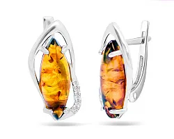 Серьги, Серебро 925, Янтарь 639922