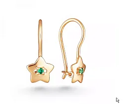 Детские серьги,  Золото 585, Фианит 2011003