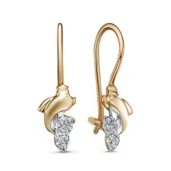 Детские серьги,  Золото 585, Фианит 2451907 1 1 1 Детские серьги,  Золото 585, Фианит 2451907 1 1 1