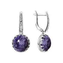 Серьги, Серебро 925, Чароит 2340461967