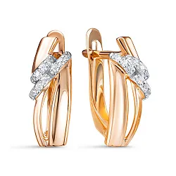 Серьги, Золото 585, Фианит 1205966 Серьги, Золото 585, Фианит 1205966