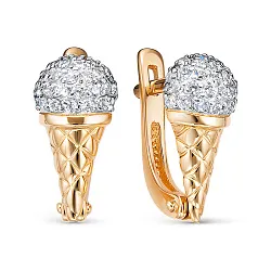 Детские серьги,  Золото 585, Фианит 1202387 Детские серьги,  Золото 585, Фианит 1202387