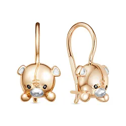 Детские серьги,  Золото 585, Фианит 1208182