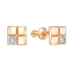 Серьги пусеты-гвоздики, Золото 585, Фианит 04-62-0489-00