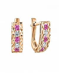Детские серьги,  Золото 585, Фианит СргЛ58/РозФбцФ/з585