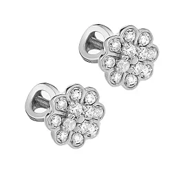 Серьги пусеты-гвоздики, Серебро 925, Фианит с1040рв