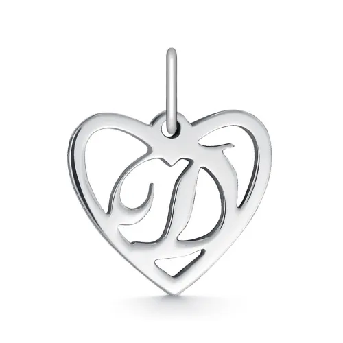 Подвеска буква Д,  Серебро 925, 1-00033