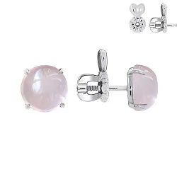 Серьги пусеты-гвоздики, Серебро 925, Кварц П340102680-30 Серьги пусеты-гвоздики, Серебро 925, Кварц П340102680-30