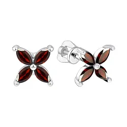 Серьги пусеты-гвоздики, Серебро 925, Гранат 2340155421 Серьги пусеты-гвоздики, Серебро 925, Гранат 2340155421