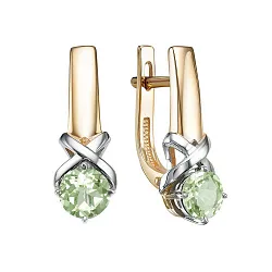 Серьги, Золото 585, Хризолит С122-6906Хр