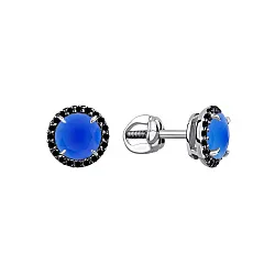 Серьги пусеты-гвоздики, Серебро 925, Агат 2348871972л-105 Серьги пусеты-гвоздики, Серебро 925, Агат 2348871972л-105