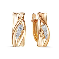 Серьги, Золото 585, Фианит 1201134 Серьги, Золото 585, Фианит 1201134