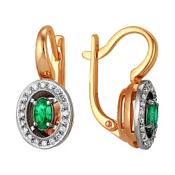 Серьги, Золото 585, Изумруд 54010108