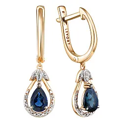 Серьги, Золото 585, Сапфир 65-41E01312-S0DDSA