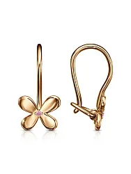 Детские серьги,  Золото 585, Фианит С130-3195Роз