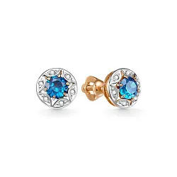 Серьги пусеты-гвоздики, Золото 585, Топаз 2673308 1 6 1 Серьги пусеты-гвоздики, Золото 585, Топаз 2673308 1 6 1