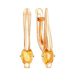 Серьги, Золото 585, Цитрин 02-52-0301-06