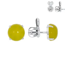 Серьги пусеты-гвоздики, Серебро 925, Агат П340392680-50 Серьги пусеты-гвоздики, Серебро 925, Агат П340392680-50