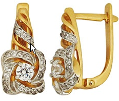 Серьги, Золото 585, Фианит Т142025629