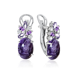 Серьги, Серебро 925, Чароит 2340460886-92