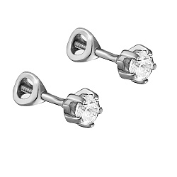 Серьги пусеты-гвоздики, Серебро 925, Фианит с105067рв