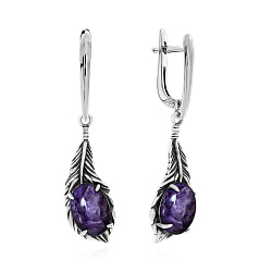 Серьги, Серебро 925, Чароит 2310461601-1